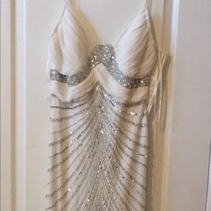 Elegant floor length prom or wedding dress.